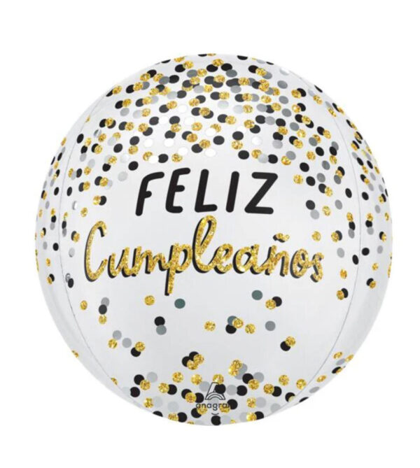Globo Pelota Feliz Cumpleaños Dorado