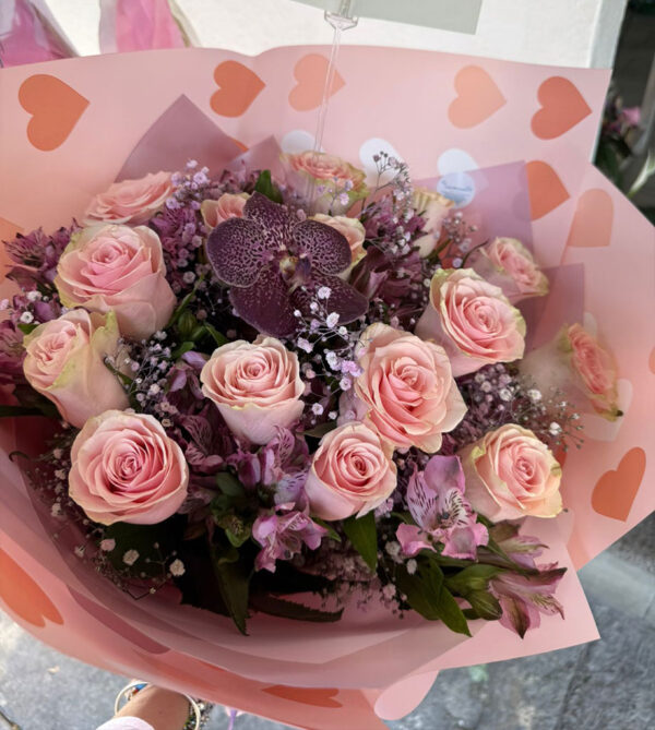 Ramo Rosa Rosa y Orquídea