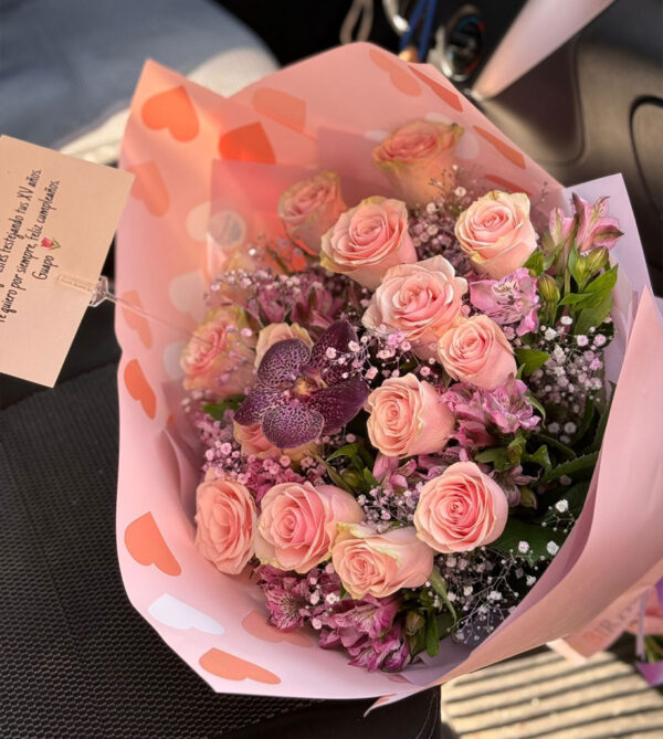 Ramo Rosa Rosa y Orquídea - Image 3